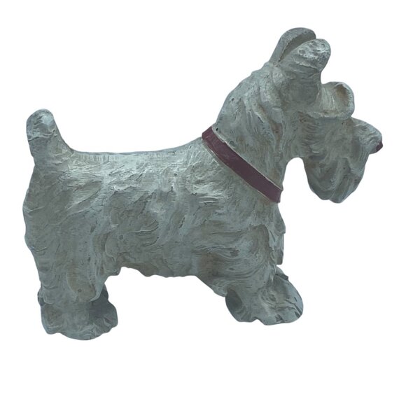 Vtg Burwood Scottish Terrier Dog Figurine White Red Collar Resin Composite - Picture 6 of 12